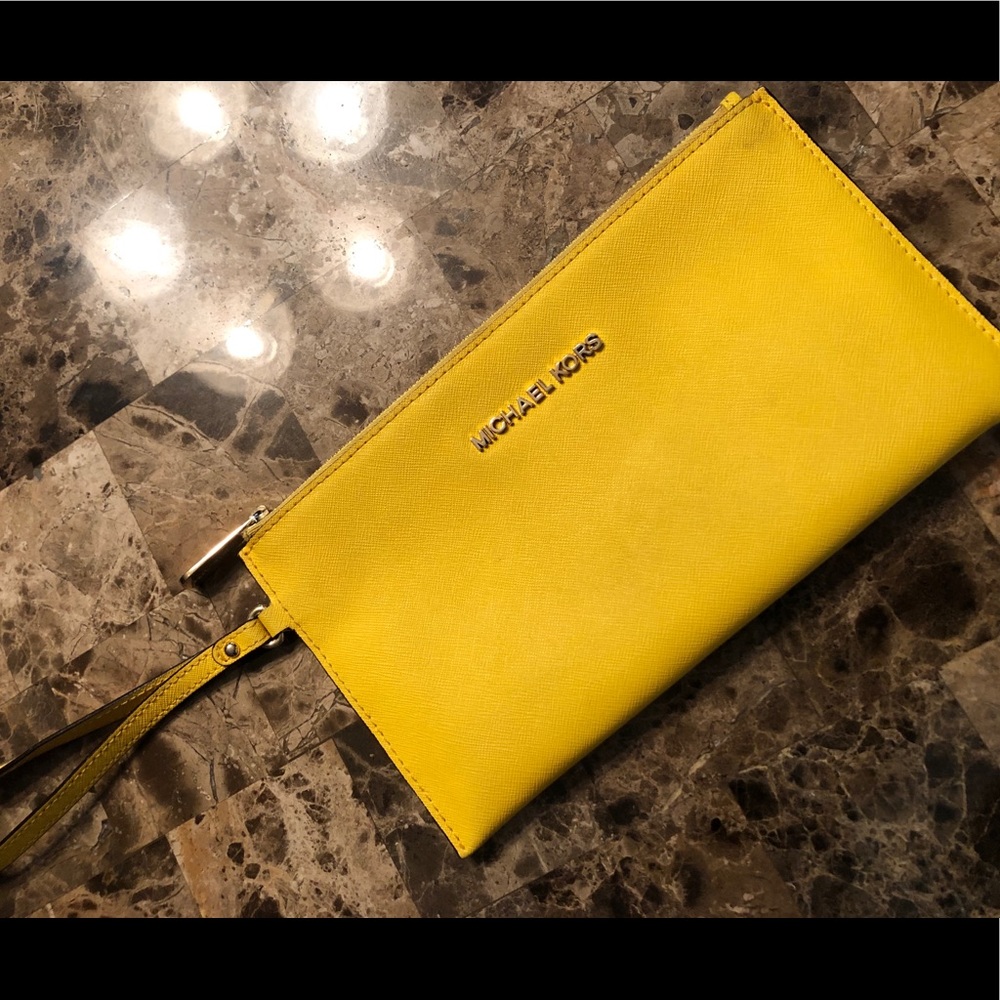 Michael Kors Jet Set Yellow Clutch